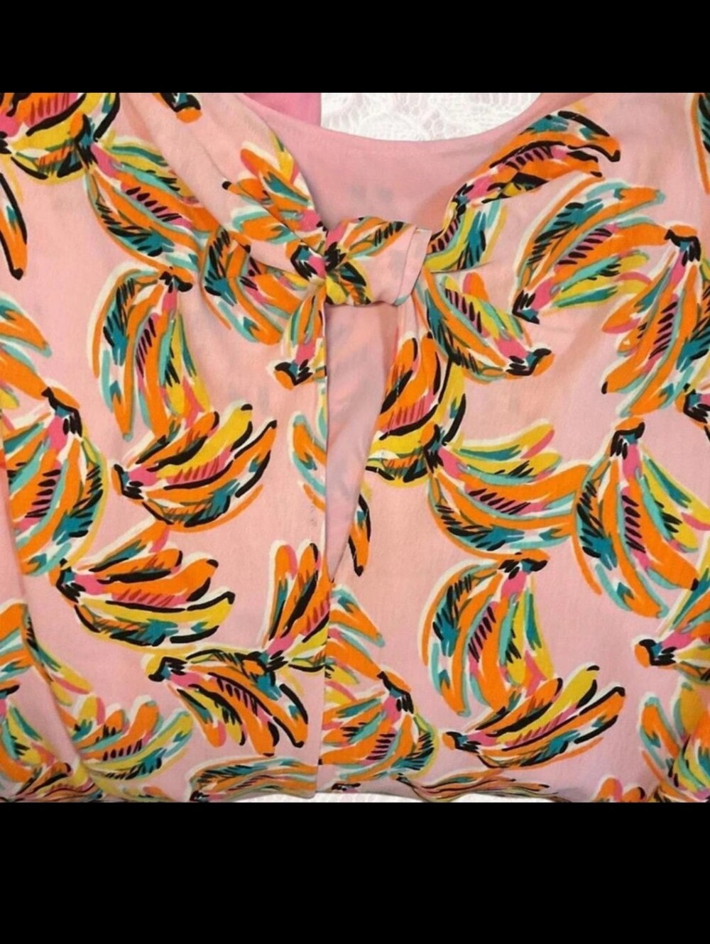 Crown & Ivy Pink Dress with Multicolor Banana Print XL - Picture 3 of 4